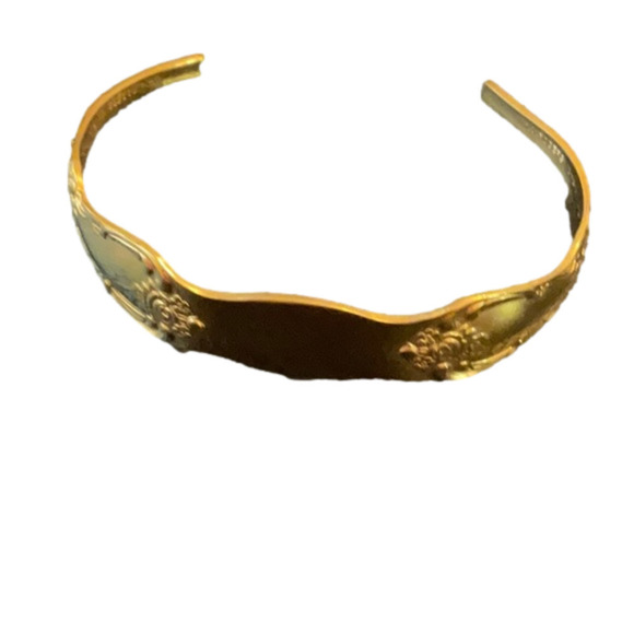 VINTAGE STERLING SILVER & 14k GOLD VERMEIL SILVERWARE CUFF BRACELET 13g - Picture 1 of 8